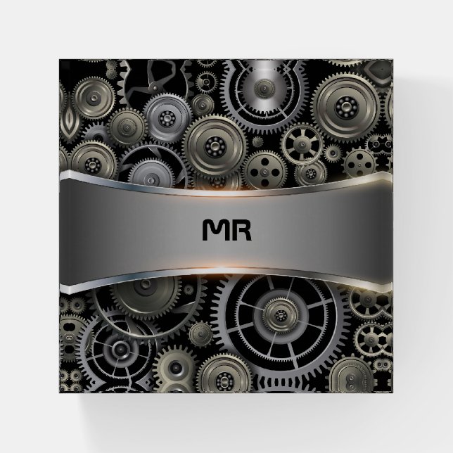 Metallic gray texture background print paperweight (Front)