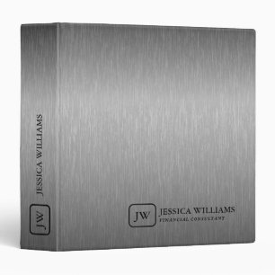 Metallic Gray Texture Black Typography 3 Ring Binder