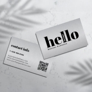 Metallic Gray Texture Pasonalized Black Typography Business Card