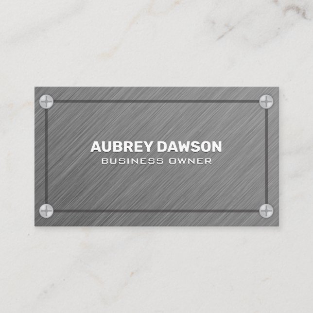 Metallic Gray Texture | Screws Business Card (Front)