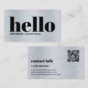 Metallic Gray Texture Simple Hello Business Card