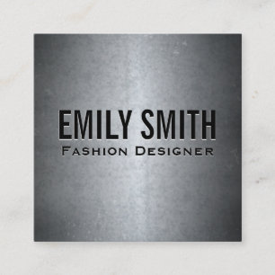 Metallic Gray Texture Simple Minimal Square Business Card