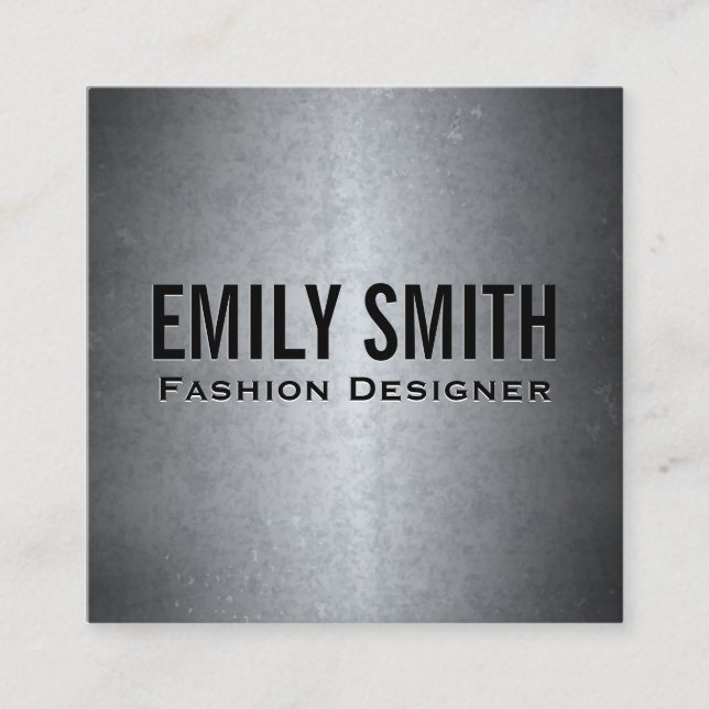 Metallic Gray Texture | Simple Minimal Square Business Card (Front)