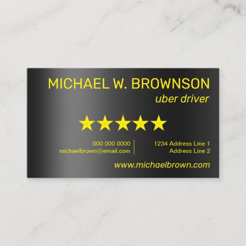 Metallic Gray Yellow Modern Minimal Driver Business Card