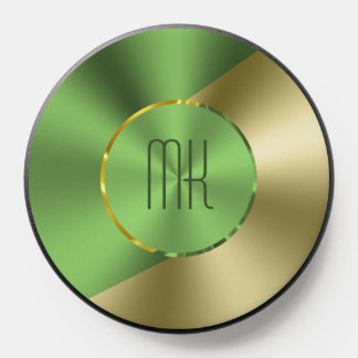 Metallic green and gold geometric design PopSocket