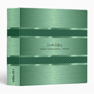 Metallic Green Background Geometric Stripes 3 Ring Binder