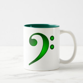 Metallic Green Bass Clef Two-Tone Coffee Mug
