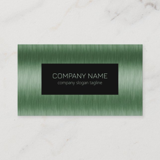 Metallic Green Brushed Aluminum Texture Look Business Card (Front)