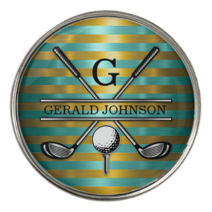 Metallic Green Custom Elegant Golf Monogram Ball Marker