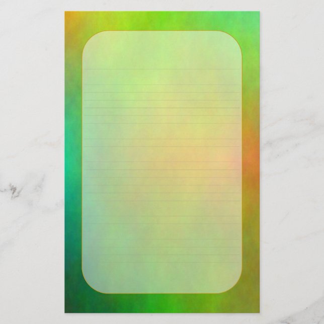 "Metallic Green" Fine Lined Stationery (Front)