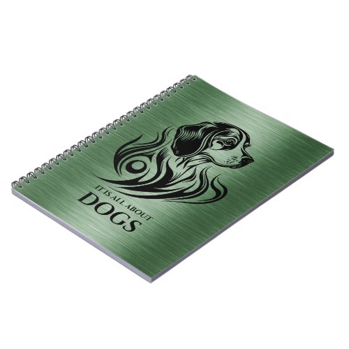 Metallic Green Ornamental Beagle Head Illustration Notebook