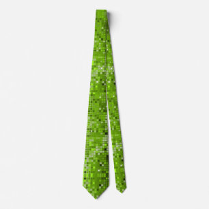 Metallic Green Sequins Look Disco Mirrors Bling Neck Tie