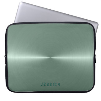 Metallic Green Stainless Steel Look Laptop Sleeve