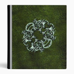 Metallic green symbol leather binder