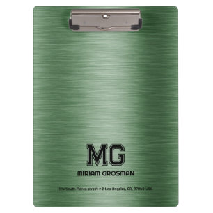 Metallic Green Texture Custom Black Text Clipboard