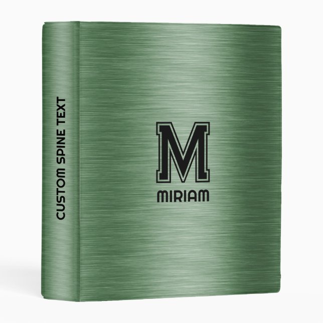 Metallic Green Texture Custom Black Text Mini Binder (Front/Spine)