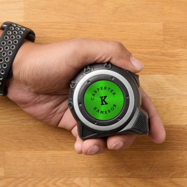 Metallic Green Texture, Custom Monogram | Text Tape Measure (Home)