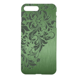 Metallic Green Texture Dark Green Floral Lace iPhone 8 Plus/7 Plus Case