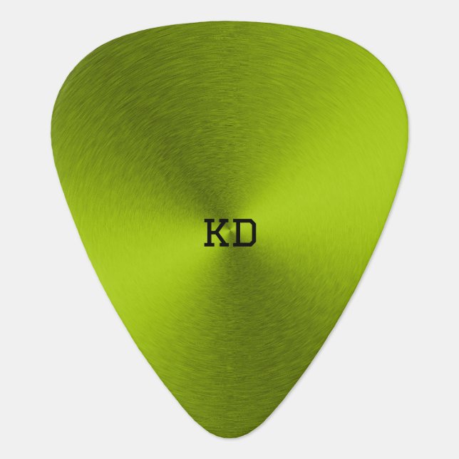 Metallic green texture monogram guitar pick (Front)