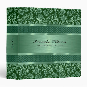 Metallic Green Vintage Floral Damasks Binder