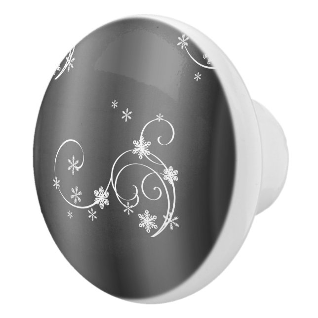 Metallic Grey Christmas Ceramic Knob (Right)