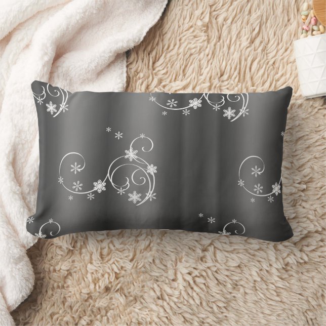 Metallic Grey Christmas Lumbar Pillow (Blanket)