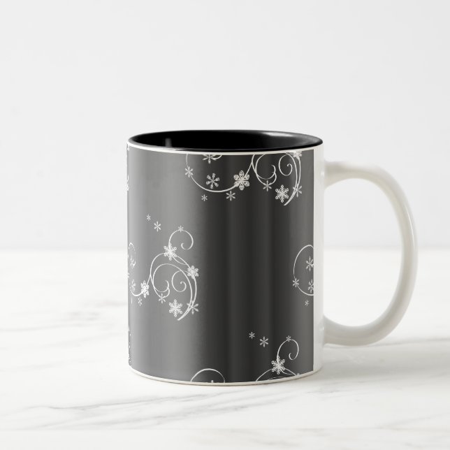 Metallic Grey Christmas Two-Tone Coffee Mug (Right)