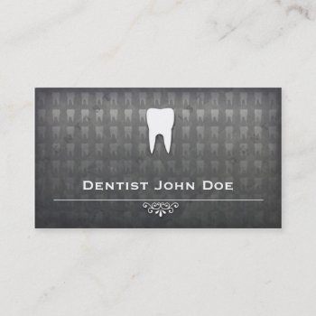 Metallic Grey Dentist Dental Office Business Card by johan555 at Zazzle