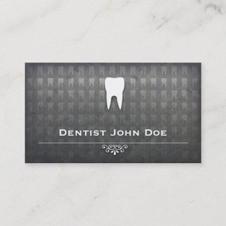Metallic Grey Dentist Dental Office Business Card