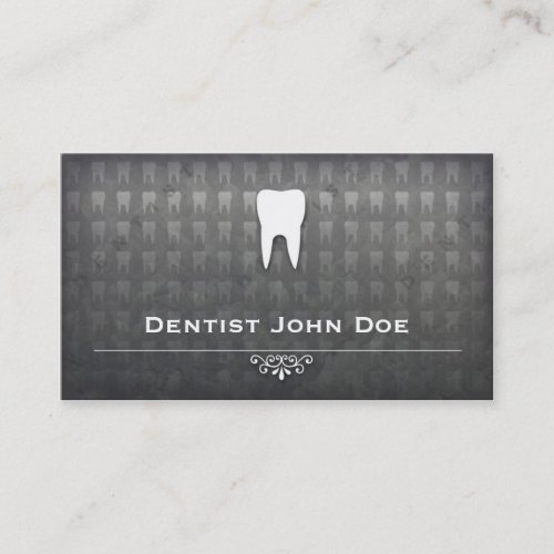 metallic grey dentist dental office business card