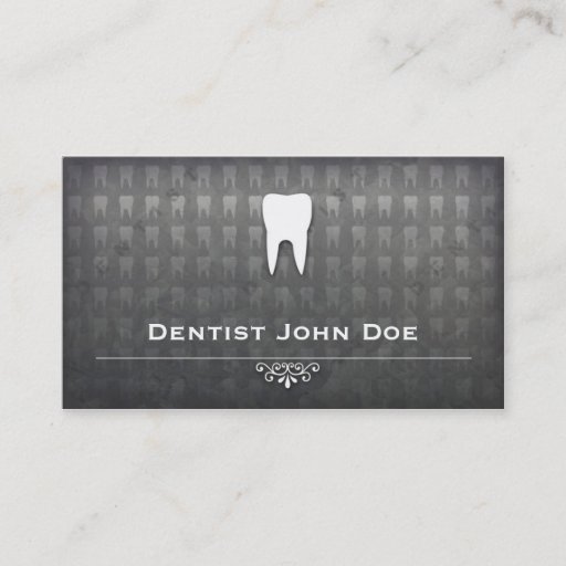 Customizable metallic grey dentist dental office business card