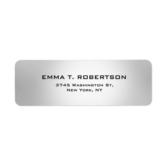 Metallic Grey Elegant Modern Trendy Minimalist Label (Front)