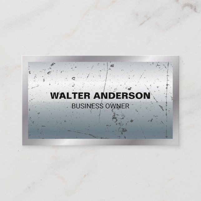Metallic Grunge Background and Border Business Card (Front)