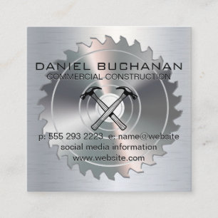 Metallic Hammer Icon   Circular Saw Business Card