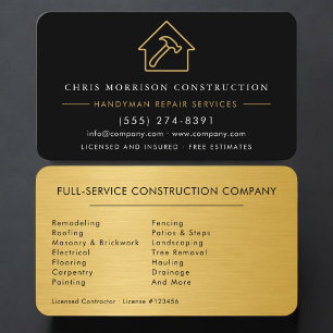Metallic Handyman Construction Business Card