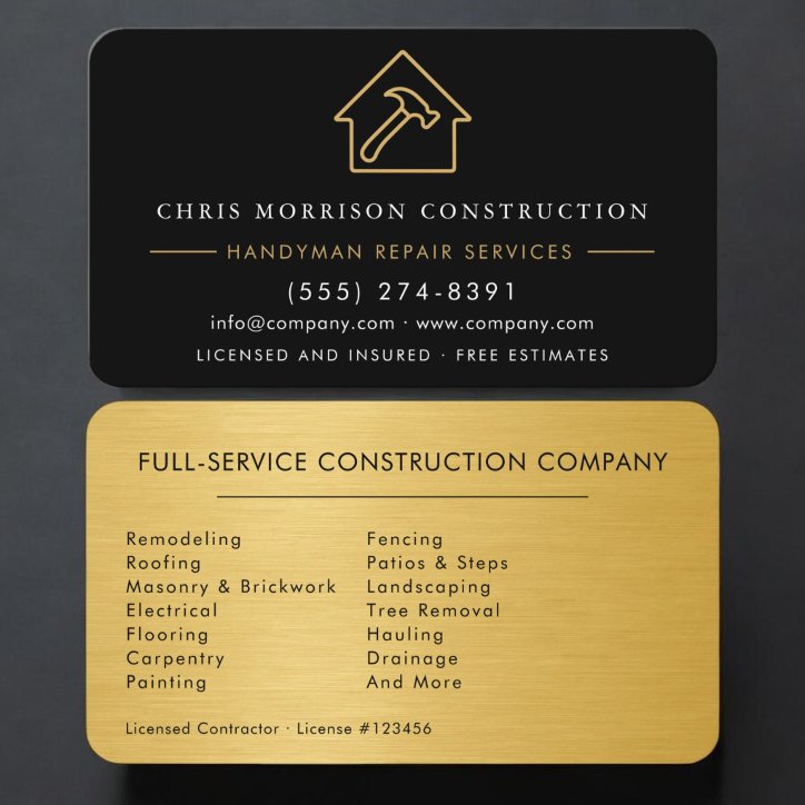Metallic Handyman Construction Business Card