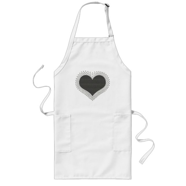 Metallic Heart Apron, Gray Long Apron (Front)