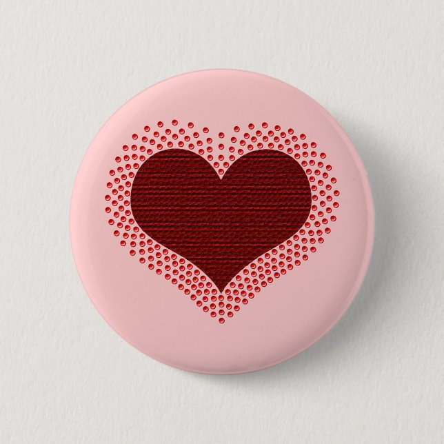 Metallic Heart Button, Red Button (Front)