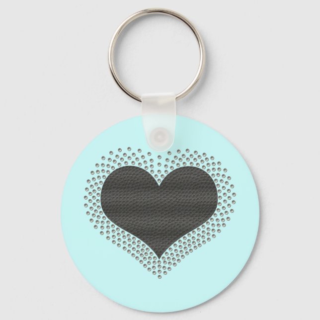 Metallic Heart Keychain, Gray Keychain (Front)