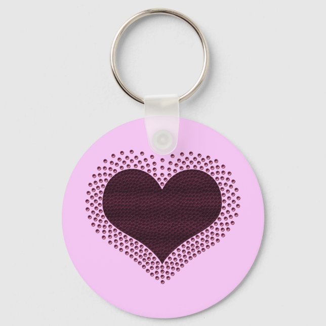 Metallic Heart Keychain, Purple Keychain (Front)
