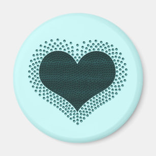 Metallic Heart Magnet, Teal Magnet