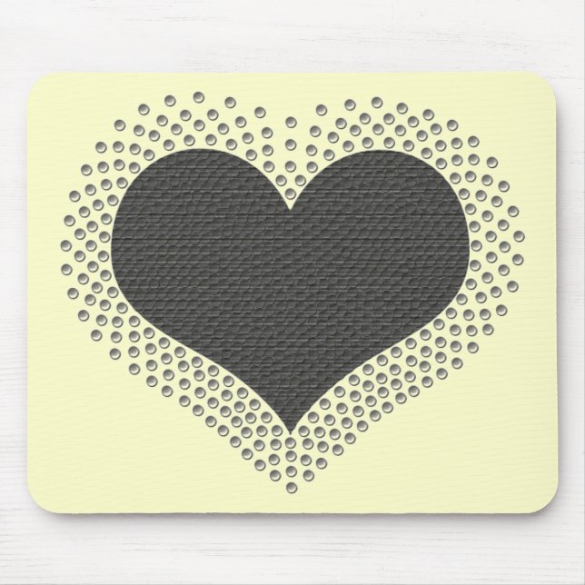 Metallic Heart Mousepad, Gray Mouse Pad (Front)