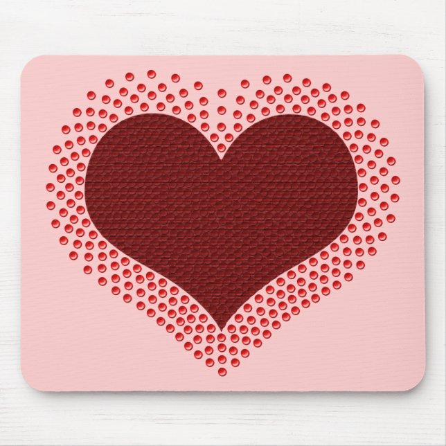 Metallic Heart Mousepad, Red Mouse Pad (Front)