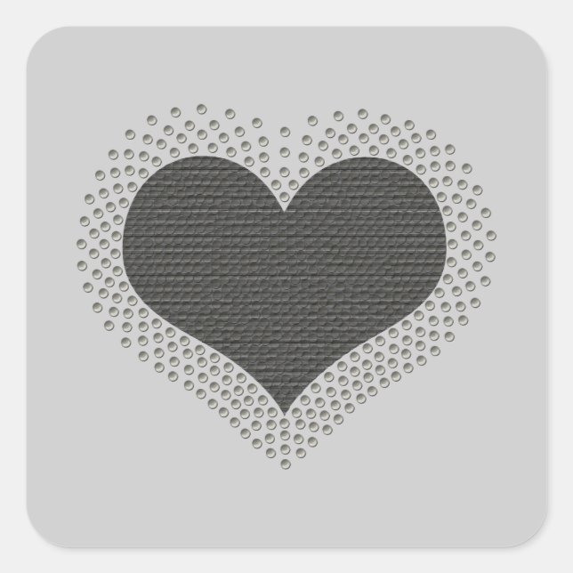 Metallic Heart Square Stickers, Gray Sticker (Front)