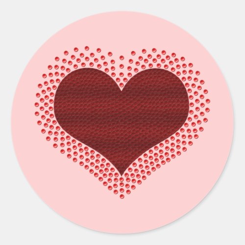 Metallic Heart Stickers Red Classic Round Sticker