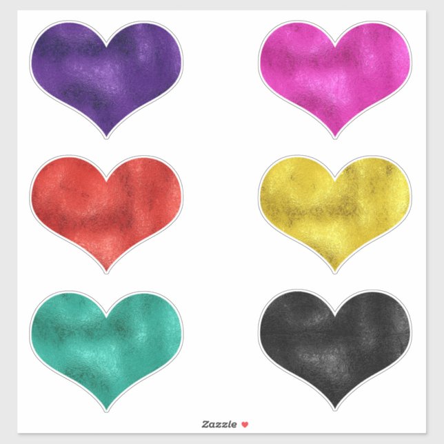 Metallic Hearts Faux Metallic Texture Sticker (Sheet)