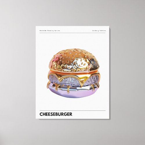 Metallic Holographic Cheese Burger Poster Canvas Print