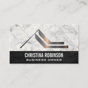 Metallic Home Logo White Marble Tiles Business Card