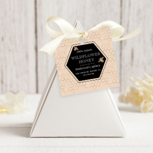 Metallic Honeycomb Gold Monogram Honey Jar Favor Tags