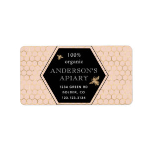 metallic honeycomb queen bee apiary return address label